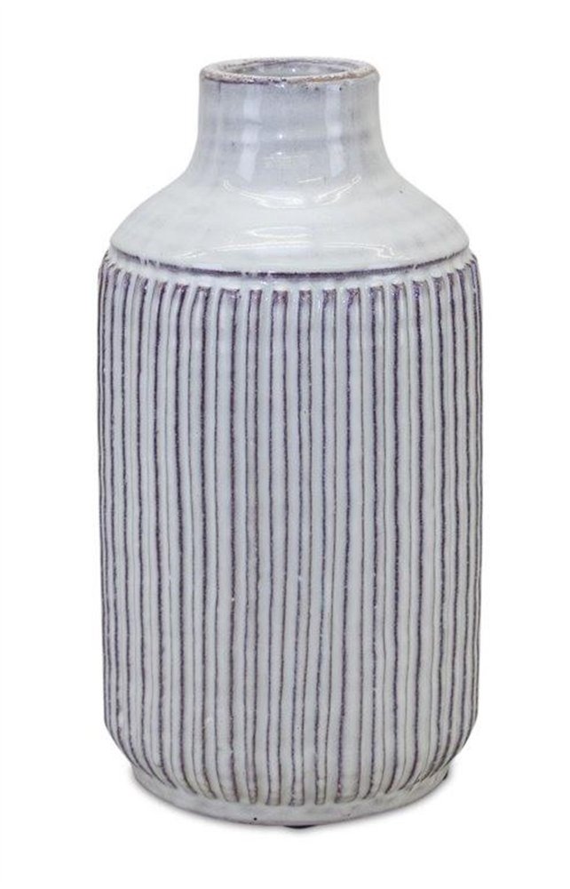 10" Off White Terracotta Striped Cylinder Table Vase HomeRoots