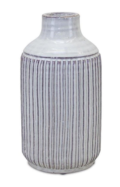 10" Off White Terracotta Striped Cylinder Table Vase HomeRoots
