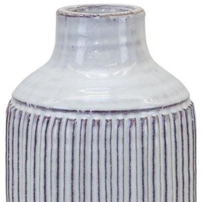 10" Off White Terracotta Striped Cylinder Table Vase HomeRoots