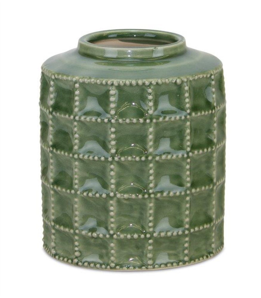 7" Green Terracotta Geometric Cylinder Table Vase HomeRoots
