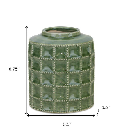 7" Green Terracotta Geometric Cylinder Table Vase HomeRoots