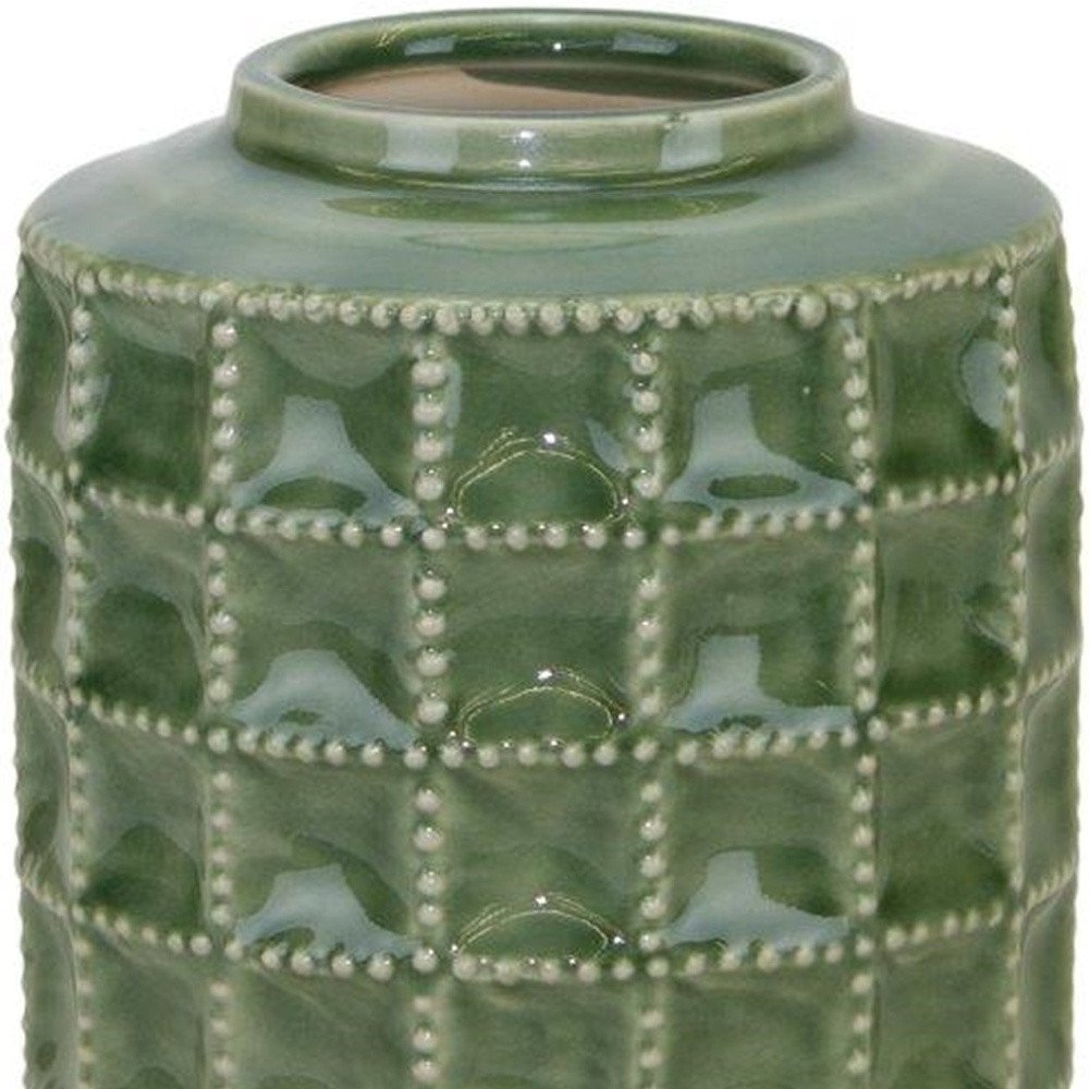 7" Green Terracotta Geometric Cylinder Table Vase HomeRoots