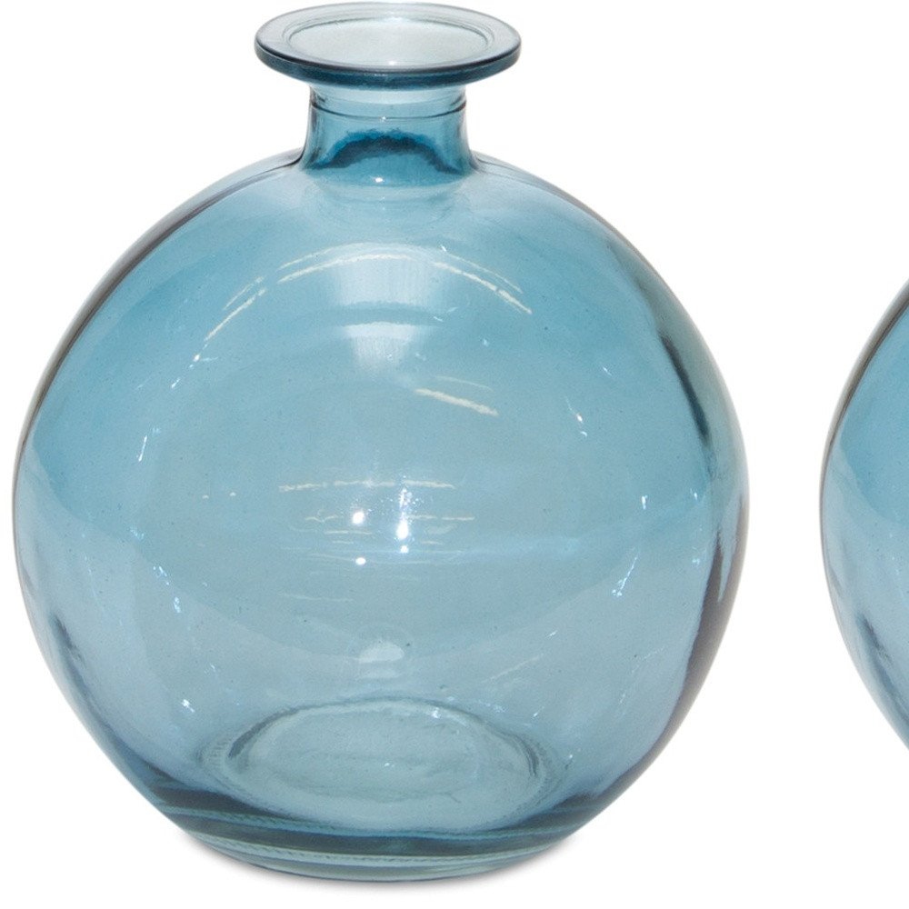 Set of Two Blue Glass Round Table Vase HomeRoots