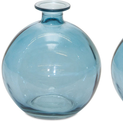 Set of Two Blue Glass Round Table Vase HomeRoots