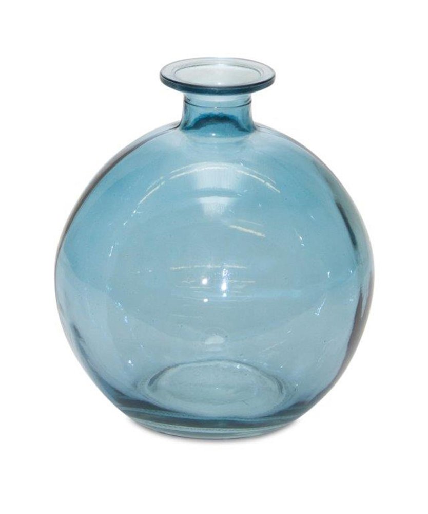 Set of Two Blue Glass Round Table Vase HomeRoots