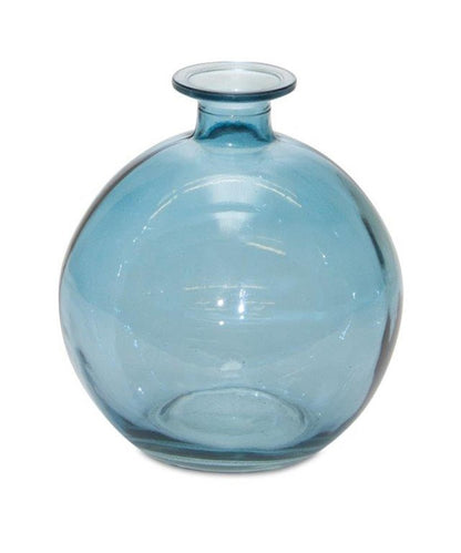Set of Two Blue Glass Round Table Vase HomeRoots