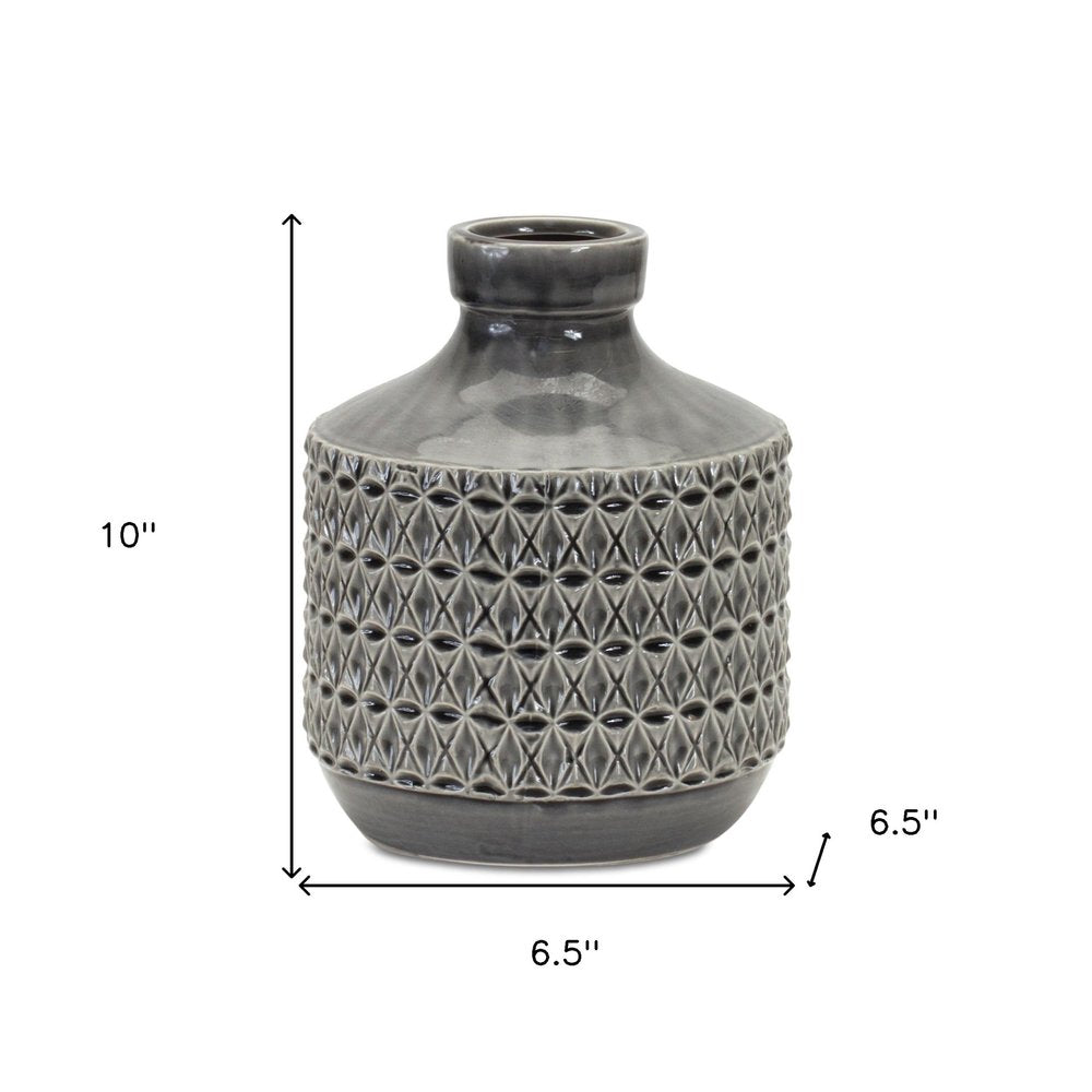 10" Gray Geometric Bud Terracotta Table Vase HomeRoots