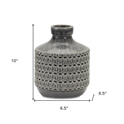 10" Gray Geometric Bud Terracotta Table Vase HomeRoots