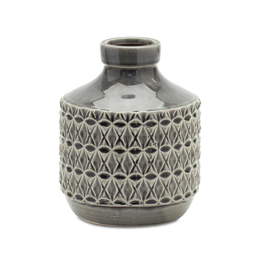 8" Gray Geometric Bud Terracotta Table Vase HomeRoots