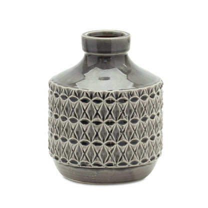 8" Gray Geometric Bud Terracotta Table Vase HomeRoots