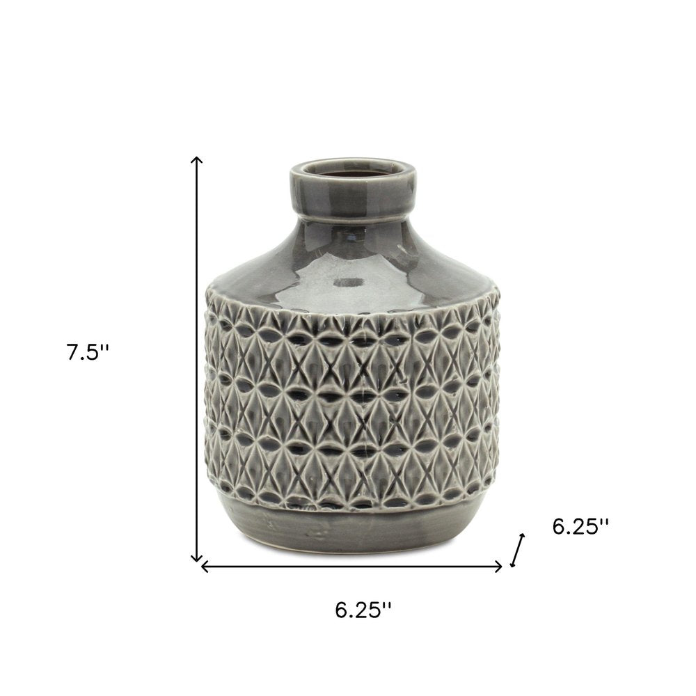 8" Gray Geometric Bud Terracotta Table Vase HomeRoots