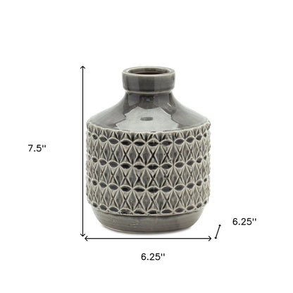 8" Gray Geometric Bud Terracotta Table Vase HomeRoots
