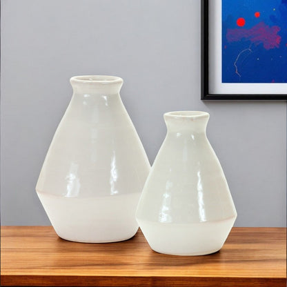 Set of Two White Bud Terracotta Table Vase HomeRoots