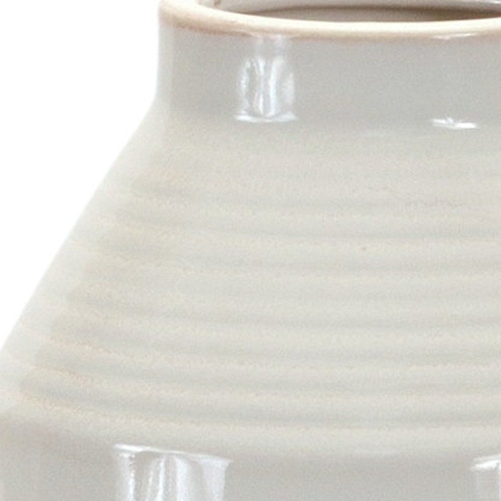 15" White Ribbed Cylinder Terracotta Table Vase HomeRoots