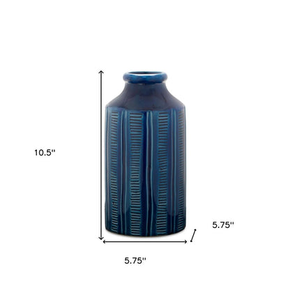 11" Blue Ribbed Round Terracotta Table Vase HomeRoots
