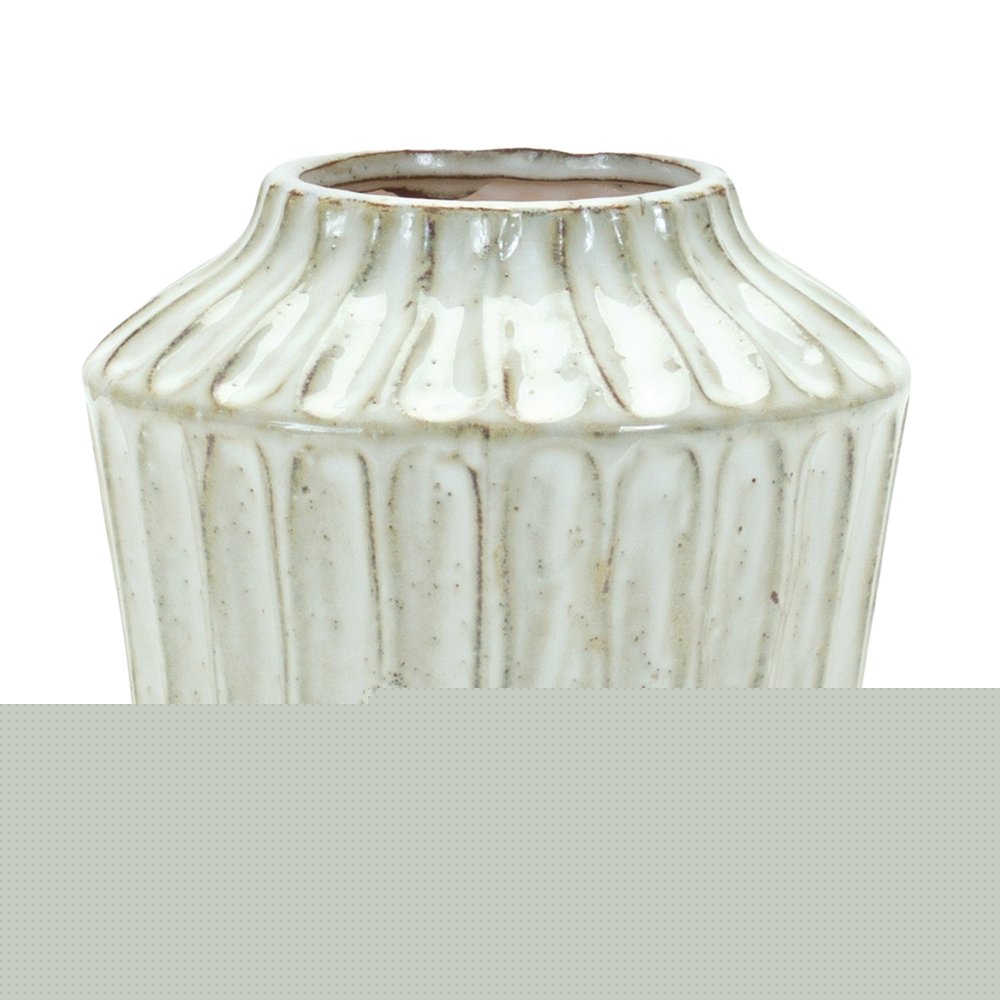 6" Ivory Ribbed Round Terracotta Table Vase HomeRoots