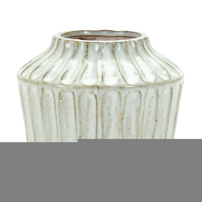 6" Ivory Ribbed Round Terracotta Table Vase HomeRoots