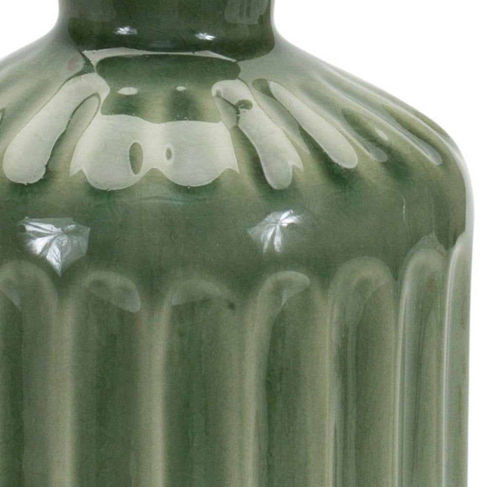 7" Green Terracotta Striped Bud Table Vase HomeRoots