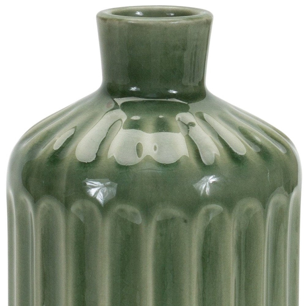 7" Green Terracotta Striped Bud Table Vase HomeRoots