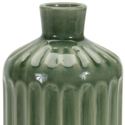 7" Green Terracotta Striped Bud Table Vase HomeRoots