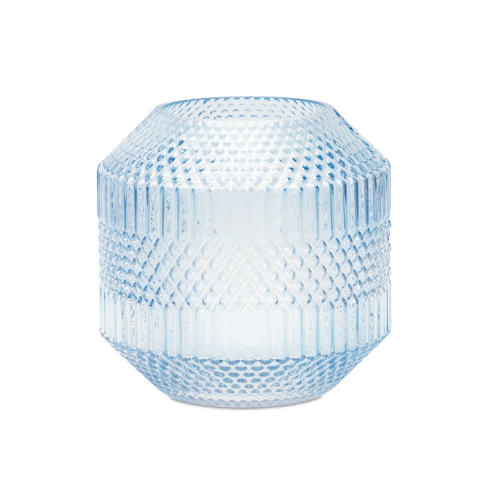 7" Pale Blue Geometric Cylinder Glass Table Vase HomeRoots