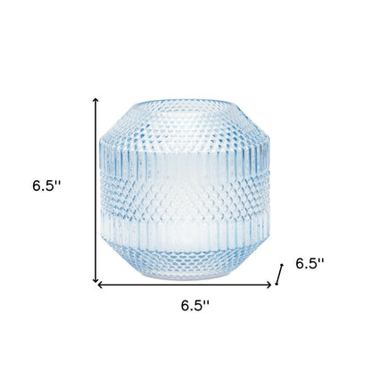 7" Pale Blue Geometric Cylinder Glass Table Vase HomeRoots