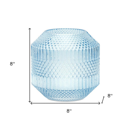 8" Pale Blue Geometric Cylinder Glass Table Vase HomeRoots