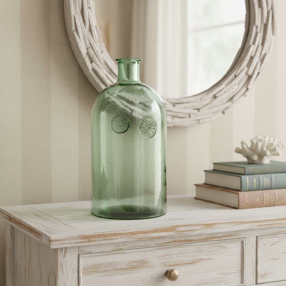 12" Green Bud Glass Table Vase HomeRoots