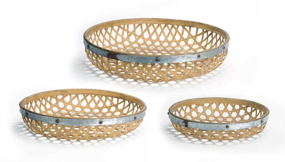 Set Of Three Brown Round Solid Wood Serving Tray HomeRoots