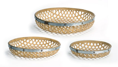 Set Of Three Brown Round Solid Wood Serving Tray HomeRoots