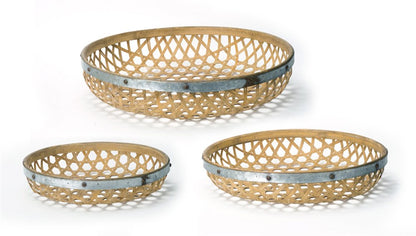 Set Of Three Brown Round Solid Wood Serving Tray HomeRoots