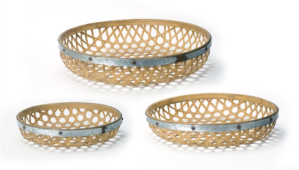 Set Of Three Brown Round Solid Wood Serving Tray HomeRoots