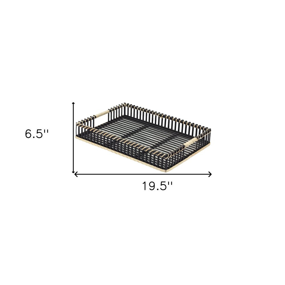 Set of Two Black Rectangular Solid Wood Serving Tray With Handles HomeRoots