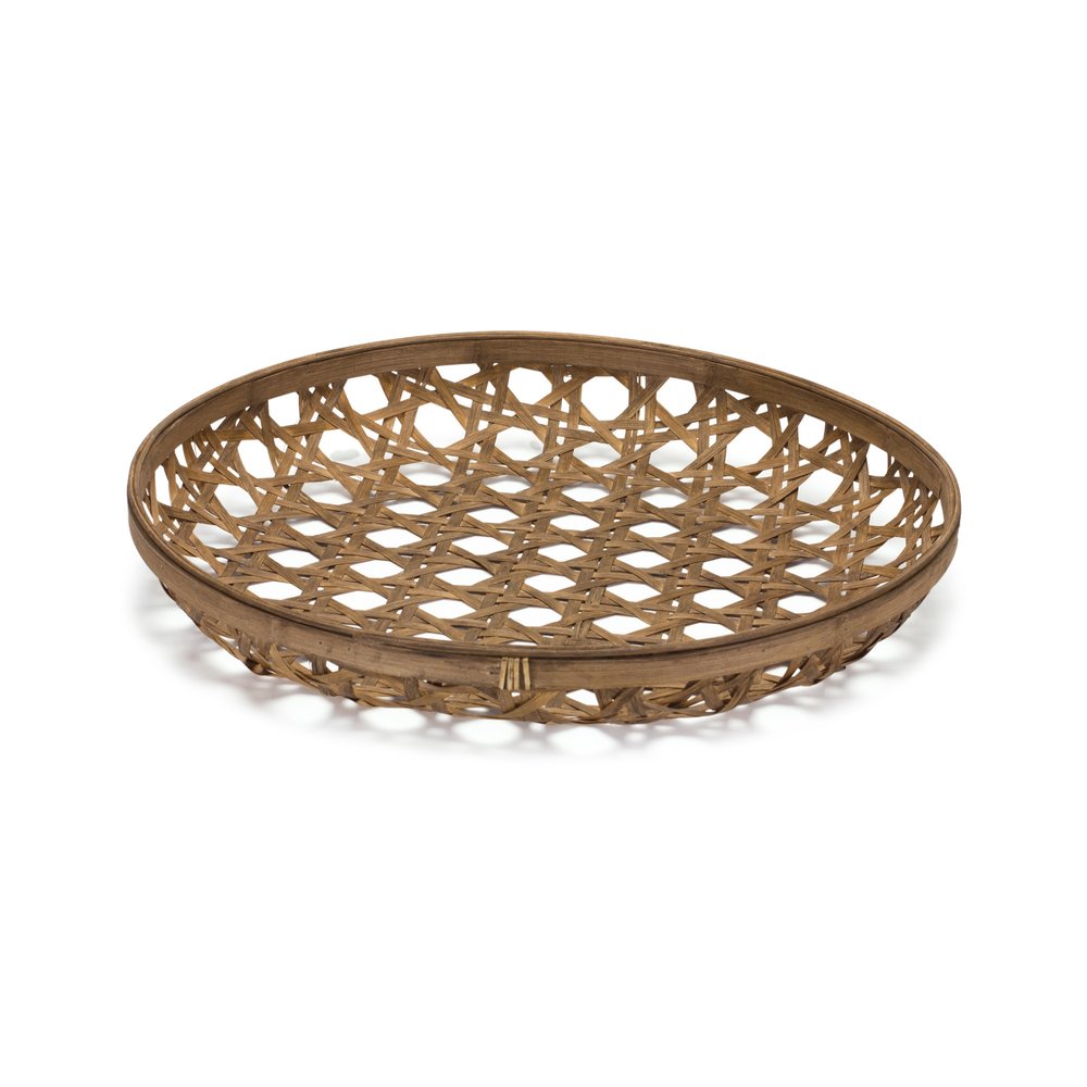 22" Brown Round Bamboo Vanity Tray HomeRoots