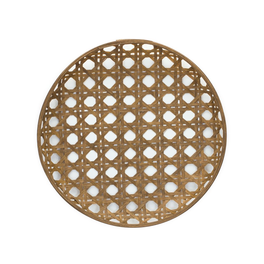 22" Brown Round Bamboo Vanity Tray HomeRoots