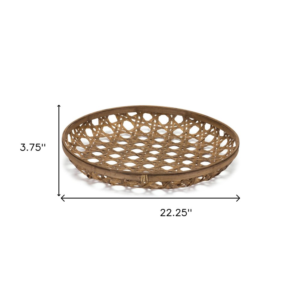 22" Brown Round Bamboo Vanity Tray HomeRoots