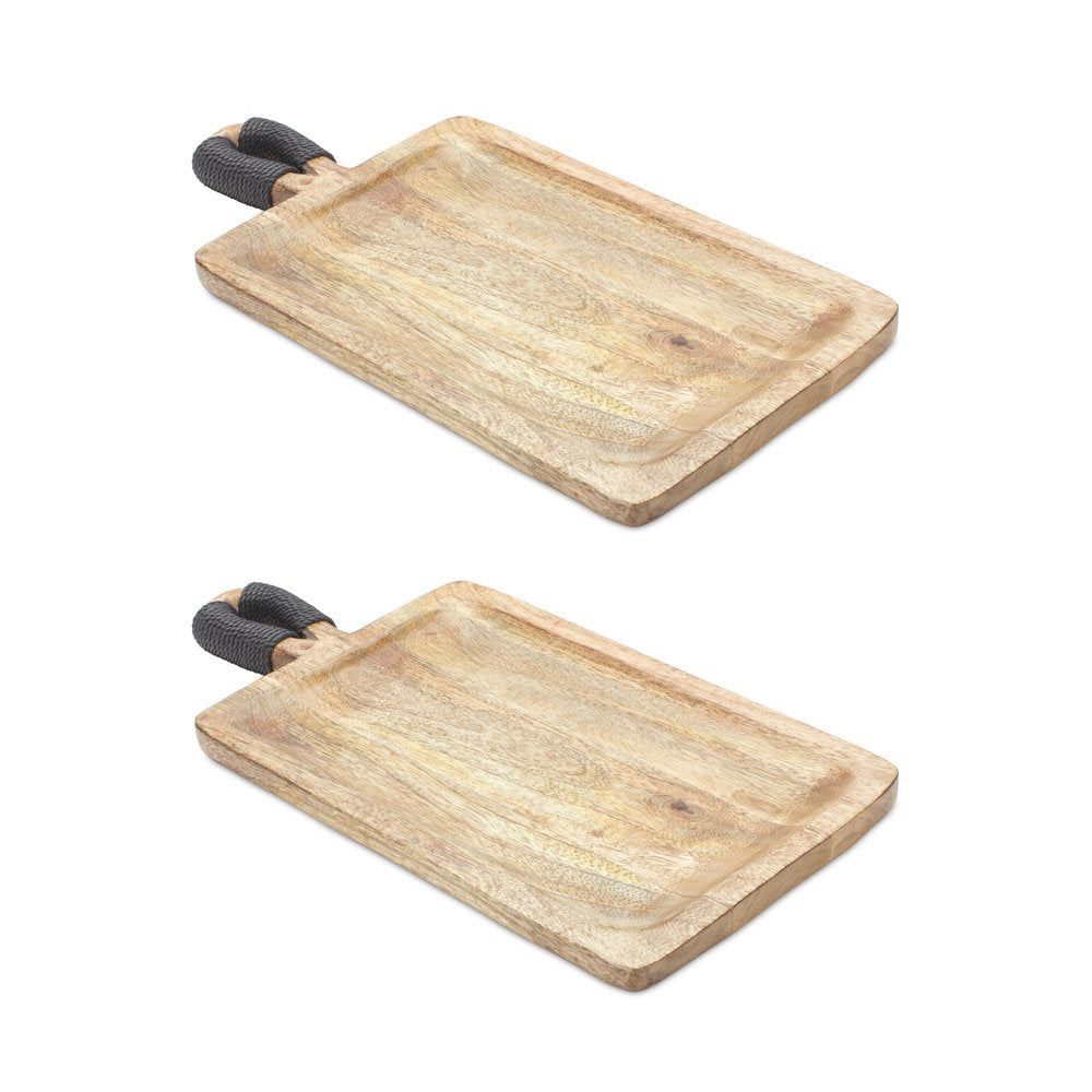 Set of Two Brown Solid Wood Cheese Boards HomeRoots