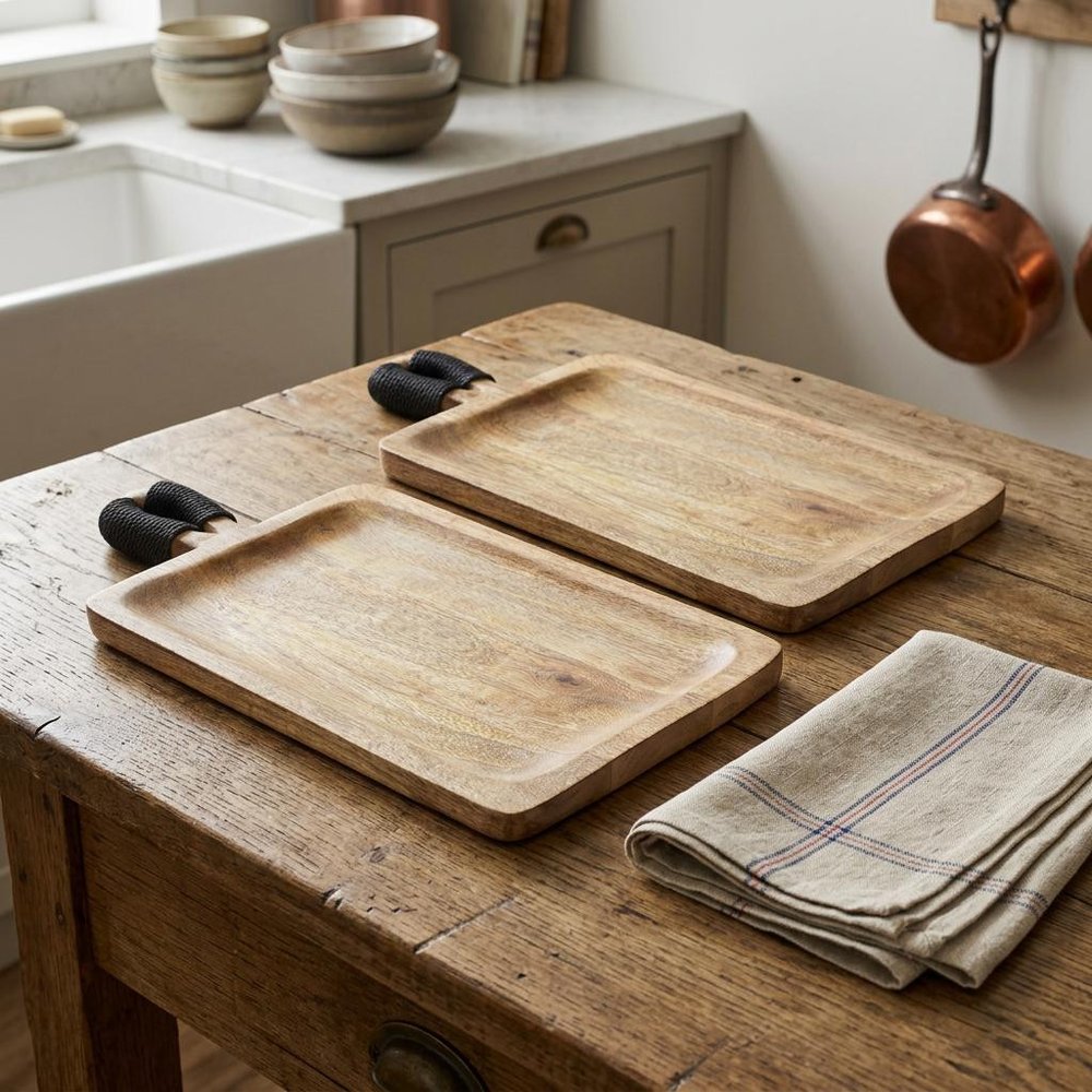 Set of Two Brown Solid Wood Cheese Boards HomeRoots