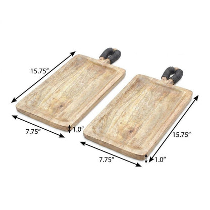 Set of Two Brown Solid Wood Cheese Boards HomeRoots