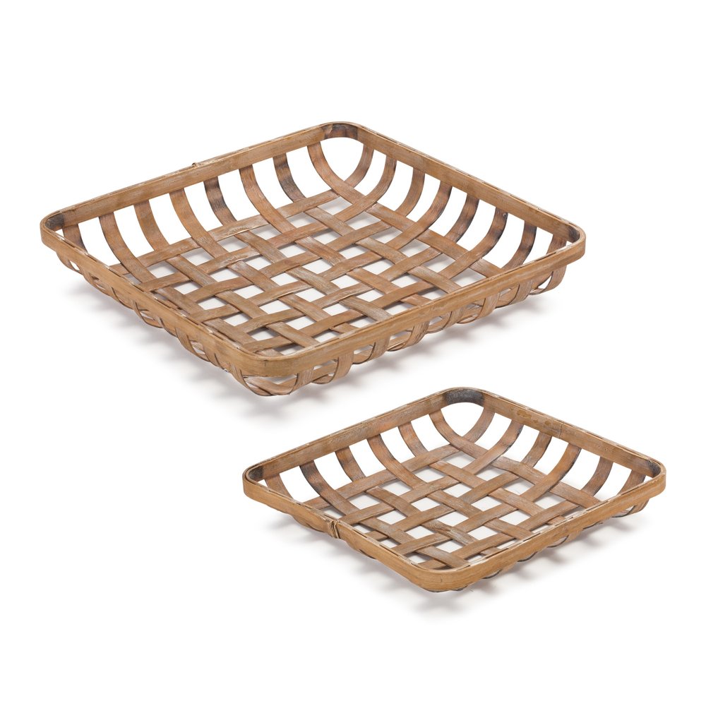 Set of Two Brown Square Bamboo Vanity Tray HomeRoots
