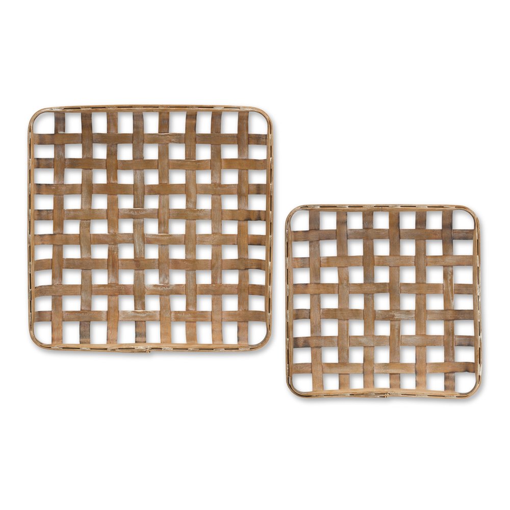 Set of Two Brown Square Bamboo Vanity Tray HomeRoots