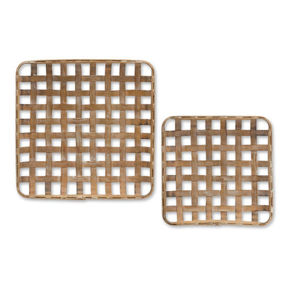 Set of Two Brown Square Bamboo Vanity Tray HomeRoots