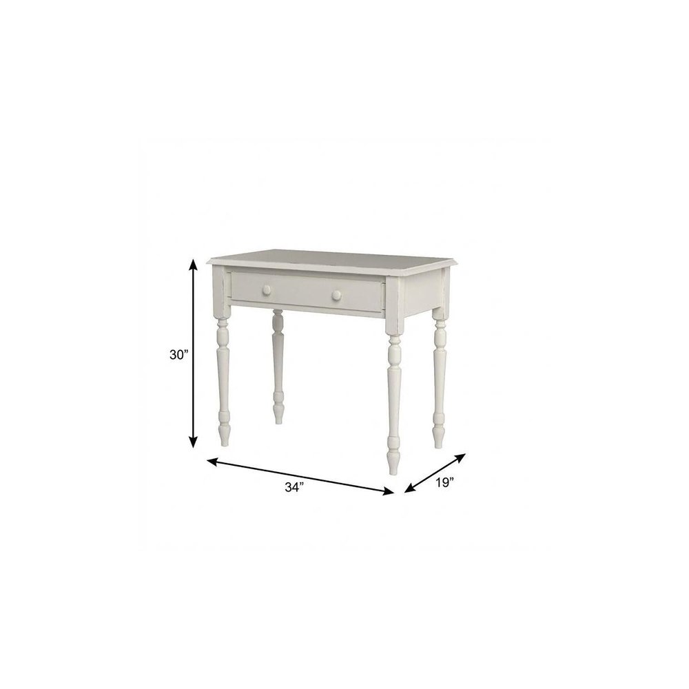 34" Off White Solid Wood Writing Desk — view 4
