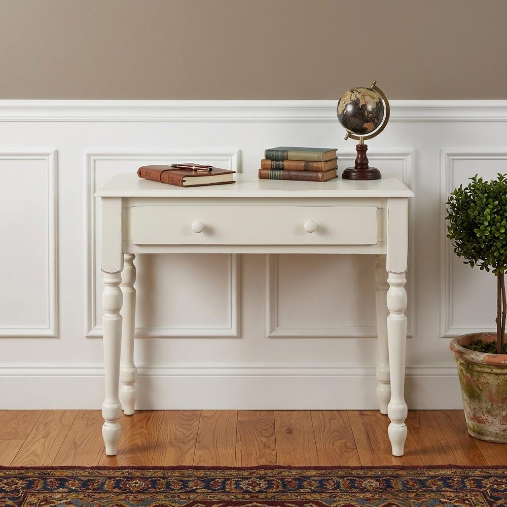 34" Off White Solid Wood Writing Desk — view 5