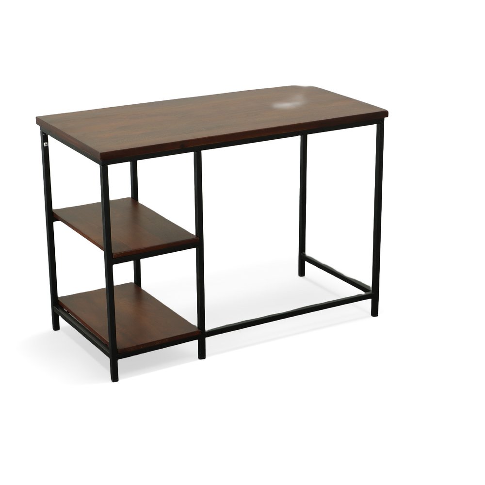 42" Chestnut and Black Solid Wood and Stainless Steel Computer Desk — view 1