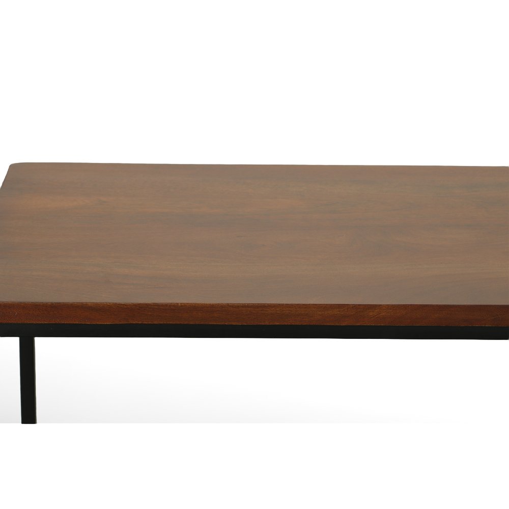 42" Chestnut and Black Solid Wood and Stainless Steel Computer Desk — view 5