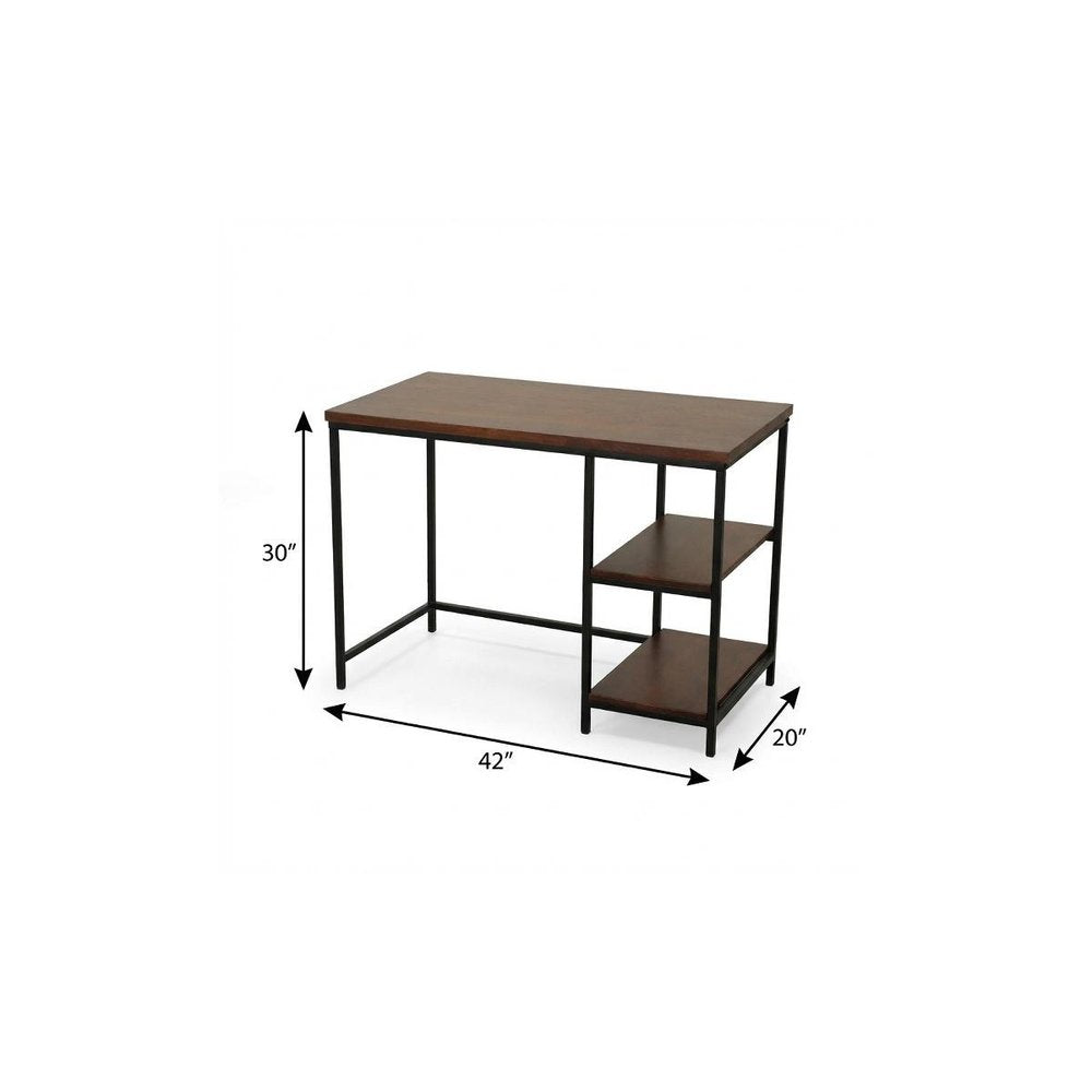 42" Chestnut and Black Solid Wood and Stainless Steel Computer Desk — view 6