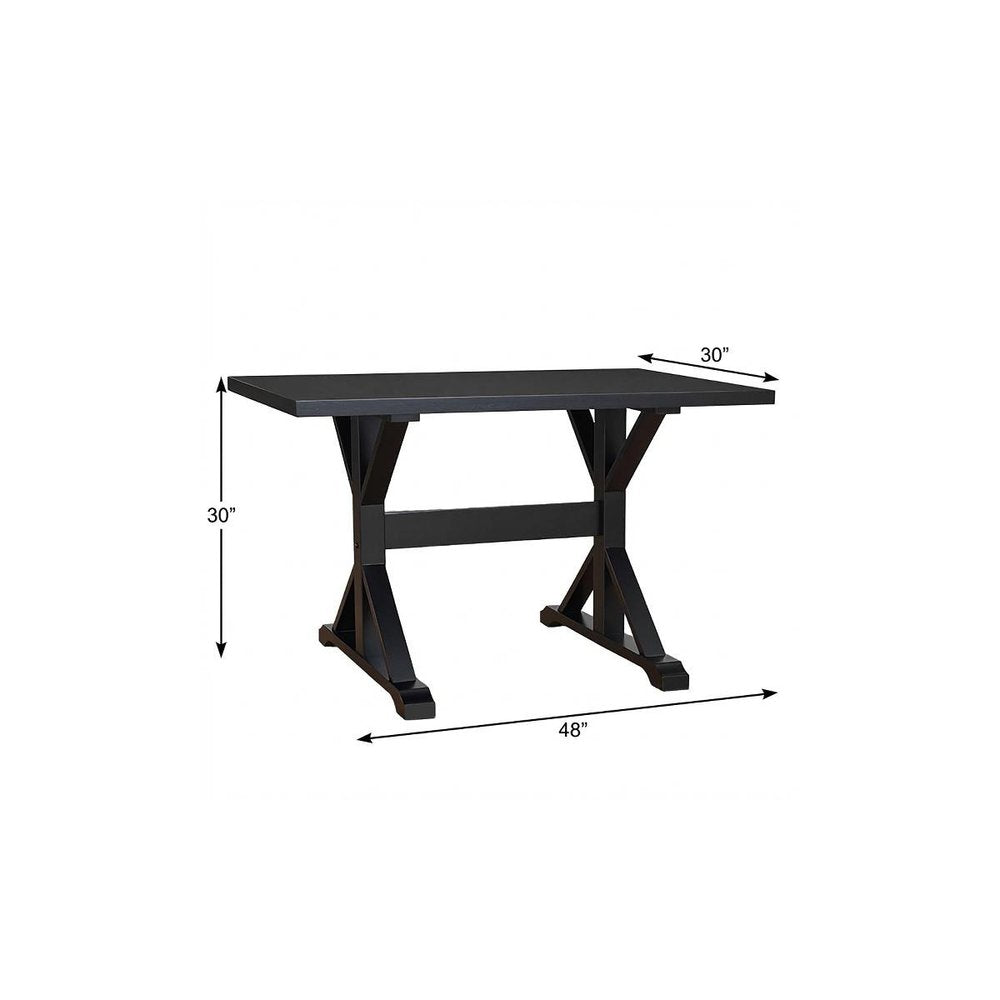 48" Black Solid Wood Trestle Writing Desk — view 4