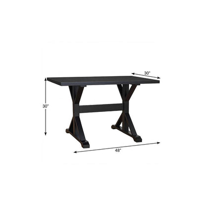 48" Black Solid Wood Trestle Writing Desk