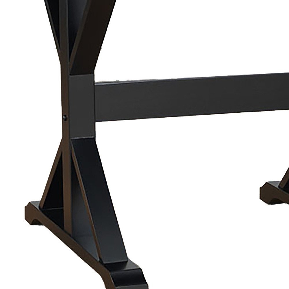 48" Black Solid Wood Trestle Writing Desk — view 2